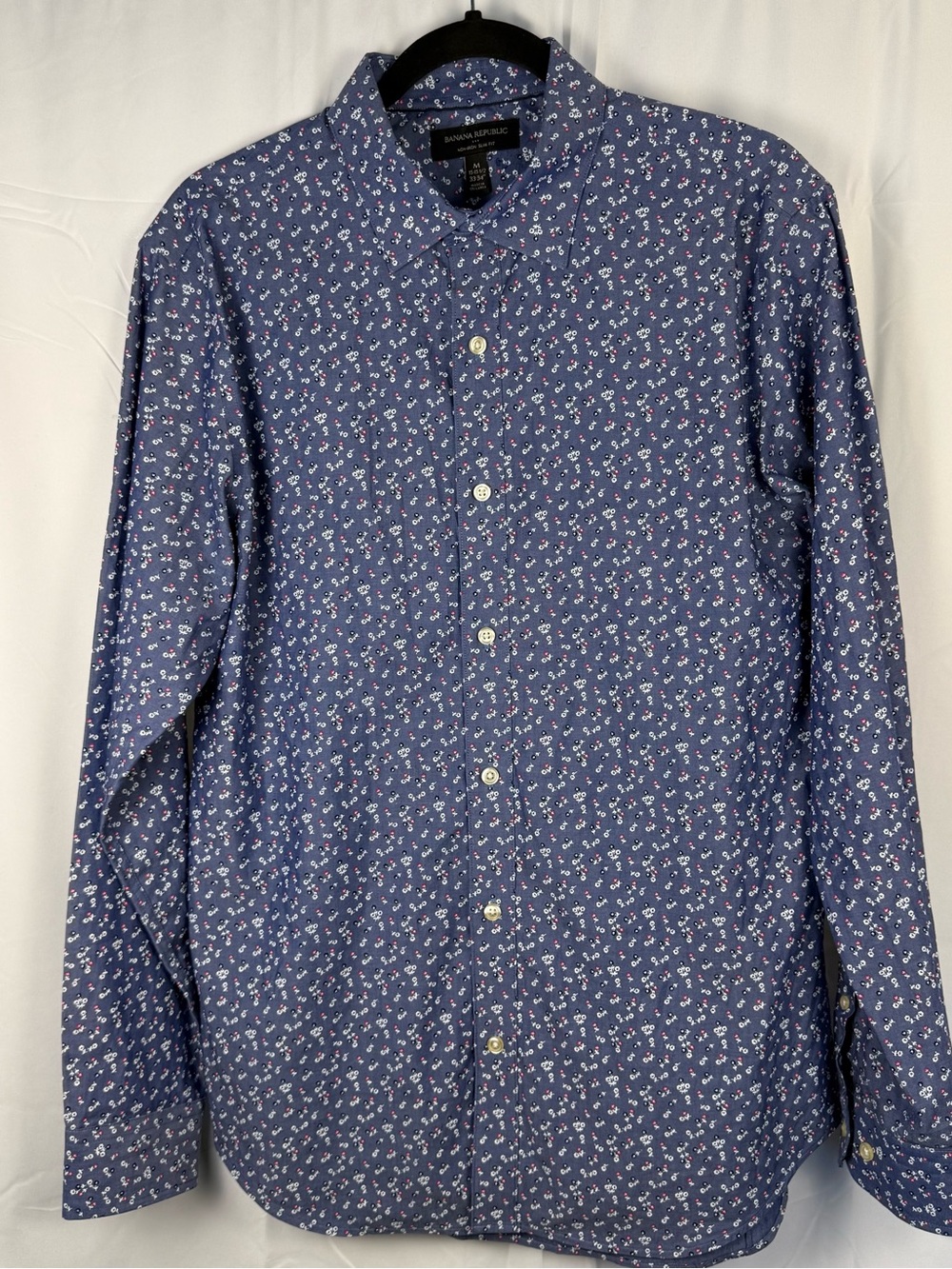 Banana Republic Non-Iron Slim Fit Floral Print Dress Shirt Medium 15-15.5